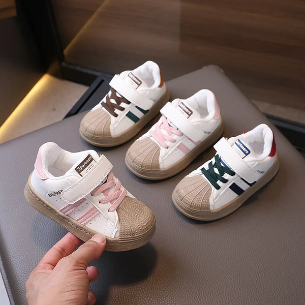 2024 Autumn New Children's Casual Sports Shoes Girls' Shell Head Casual Board Shoes Boys' Anti-slip Outdoor Sneakers Baby Shoes