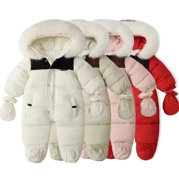 Winter Newborn Baby Girl Jumpsuit Warm Baby Romper With Gloves Baby Ski Suit Thicken Infant Snowsuit Children's Clothing Set