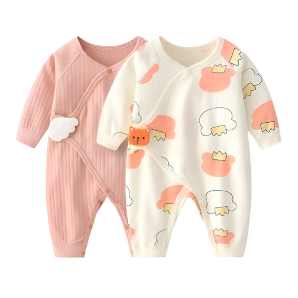 Lawadka 2Pairs/set 0-6M Newborn Baby Girl Boy Rompers Cotton Soft Infant Jumpsuit With Wing Spring Autumn Clothes For Girls Boys