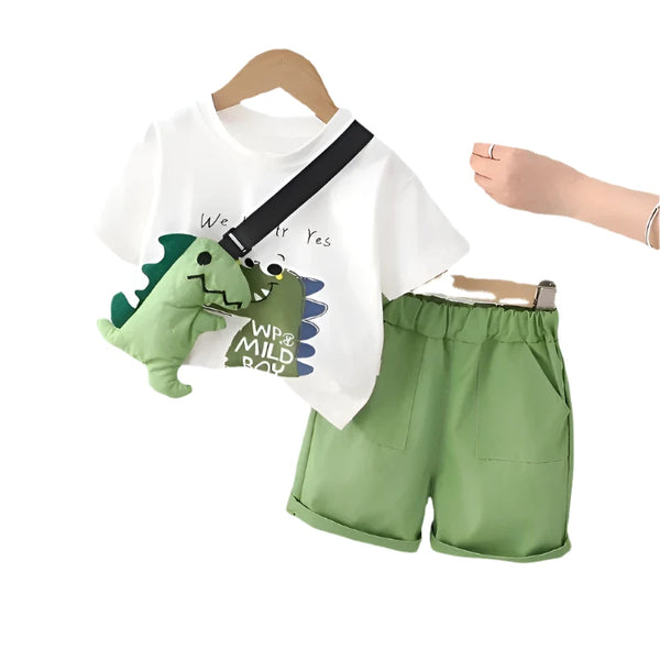 Summer Casual Newborn Baby Boys Toddler Big Dinosaure Short Sleeve Tops Pants 2Pcs/set Cotton Kids Outfits Clothing