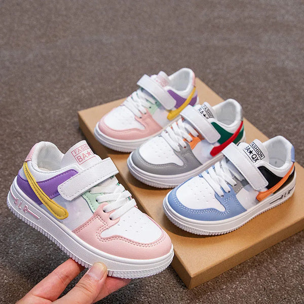 Children's Casual Sports Shoes Spring and Autumn New Girl's Breathable Little White Shoes Boy's Lace-up Light Board Shoes Trend